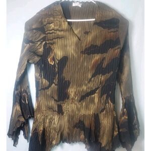 Dress U Ii By Sharon‎ Camo Asymmetrical Crinkle Top Women 3x Fairy Whimsy Goth